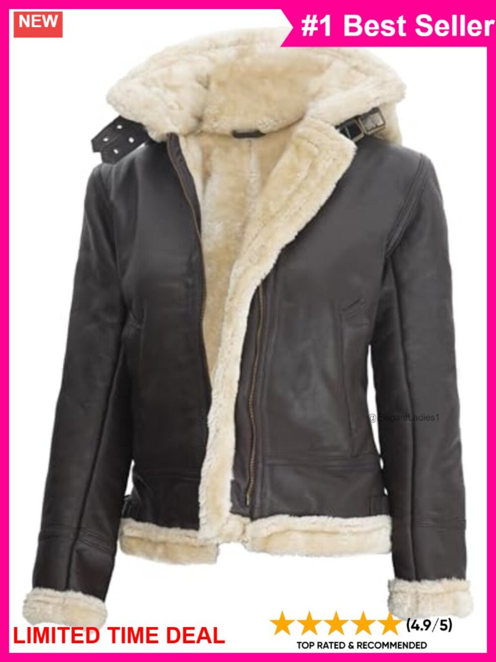 Women's Shearling Leather Jacket Real Lambskin Sherpa Coat